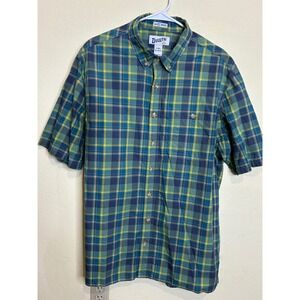 Duluth Trading Co Mens Large Tall Plaid Button Up Short Sleeve Shirt‎ Relaxed